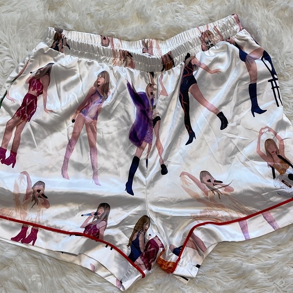 Taylor Swift Satin Pajama Shorts Swiftie Inspired Sleepover Girlycore Medium - Picture 3 of 11